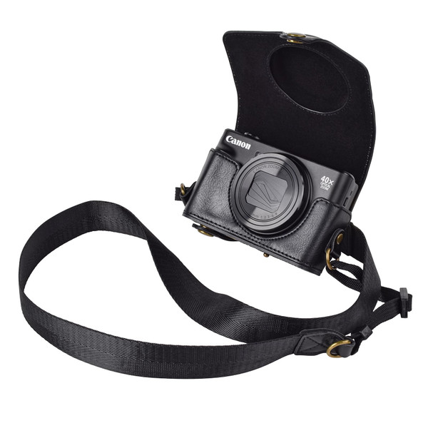 kinokoo Camera Case for Canon PowerShot SX720 HS/SX730/SX740 HS - PU Leather Protective Case with Detachable Shoulder Strap - Black