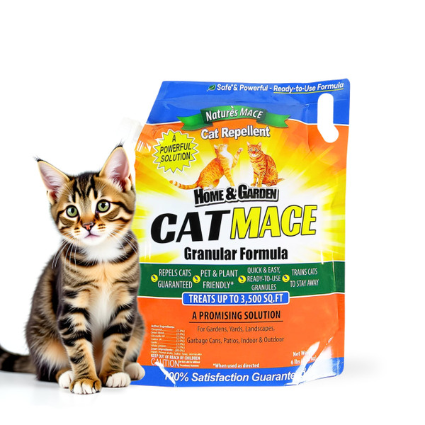 Nature's Mace Cat Mace, Cat Repellent Outdoor Granular, Deterrent, Stop Cats, Keep Cats Away, for Yard, Garden, Anti Cat Pee, No-Dig, Training Tool, 6 lb, Safe to Use Around People, Pets, Plants