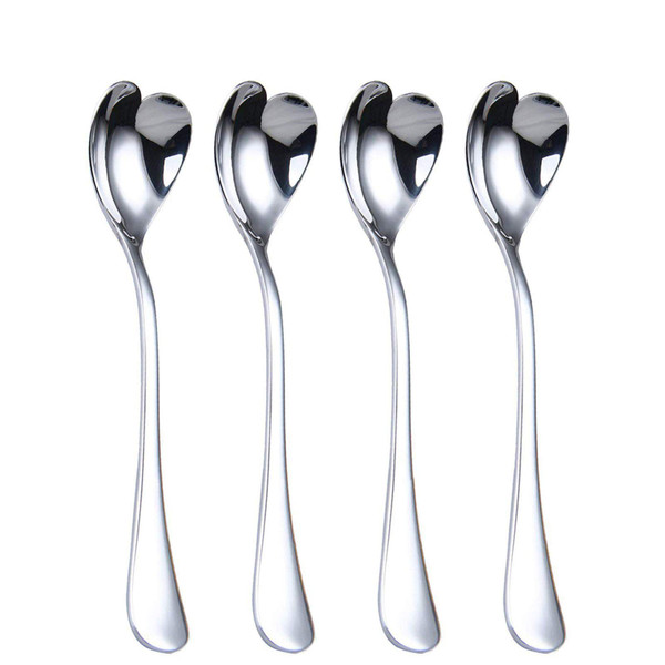 HISSF Heart Shaped Spoons, 18/10 Stainless Steel Spoon Set 4 Pack, 6.7 inches, Dessert Spoon, Ice Cream Spoons, for Tea, Cocktail, Sugar