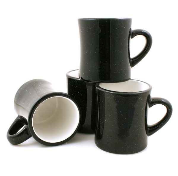 Marble Creek Ceramic Diner Campfire Mugs, 10oz, Set of 4 (Black)