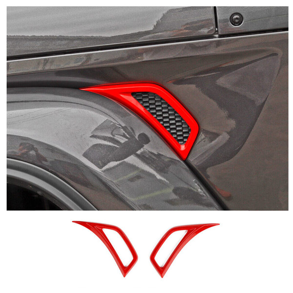 Voodonala Wheel Eyebrow Side Air Conditioning Vent Decoration Cover Trim for Jeep Wrangler JL JLU Gladiator JT 2018-2024(2pcs,red,ABS)