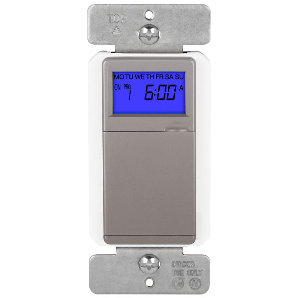 TOPGREENER Digital Astronomic Timer Switch, 7-Day Programmable Sunrise Sunset, Single Pole or 3-Way, Neutral Wire Required, 120VAC, UL Listed, TGT01-H-NK, Nickel