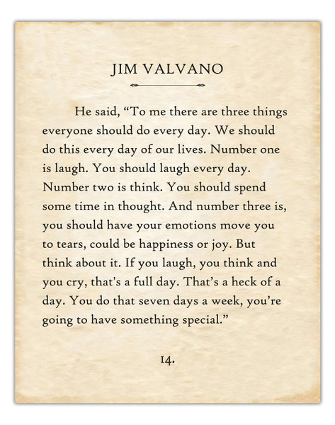Jim Valvano - 3 Things Every Day Poster, Live Life to the Fullest, Inspirational Life Quote Wall Art, Vintage Home Decoration, Classic Motivational Gifts, Choose Unframed Book Page Poster or Canvas