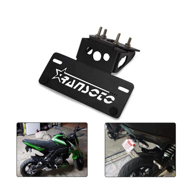 RANSOTO Motorcycle Z125 Fender Eliminator Kits License Plate Holder Compatible with 2015-2025 Kawasaki Z125 Z125 Pro