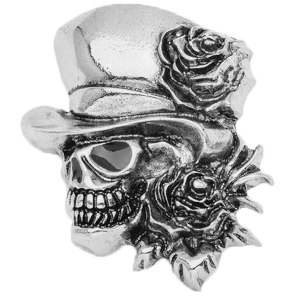 Flairs New York Premium Handmade Enamel Lapel Pin Brooch Badge (Day of the Dead Rose Silver, 1 Pin)