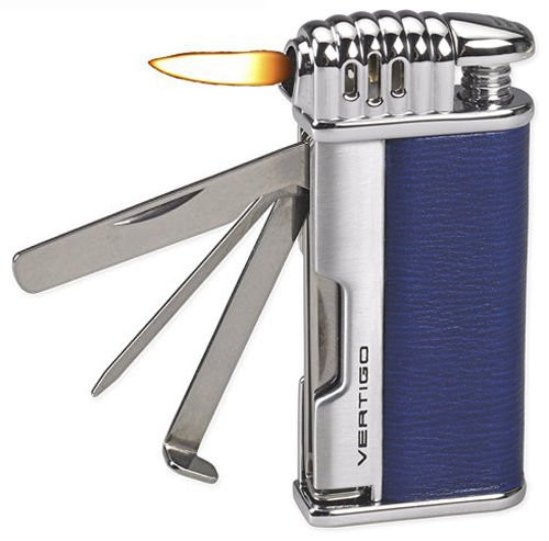 Lotus Vertigo Puffer Angled Flame Pipe Lighter w/Tamper Scraper Spike (Blue)