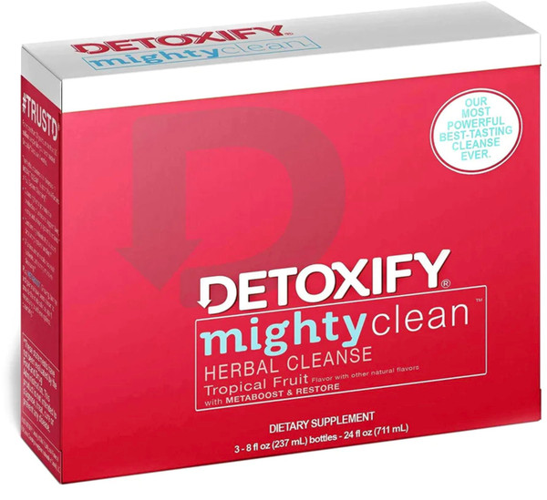 Detoxify Might Clean Herbal Cleanse – Tropical Fruit Flavor – (3) x 8 oz bottles | Professionally Formulated, Great Tasting Herbal Cleanse | 4 Factor Full Cleansing System