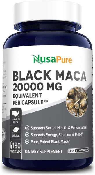 Black Maca Root extract 37, 500mg – 200 Veg Caps ( 100% Vegetarian, Non – GMO, Gluten – free )