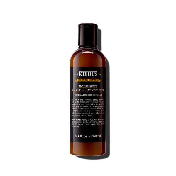 Kiehl's Grooming Solutions Nourishing 2-in-1 Shampoo + Conditioner, Gentle Cleanser for Men's Hair & Beard, Soft & Healthy-Looking Hair, Helps Scalp Feel Hydrated & Refreshed, Woodsy Scent - 8.4 fl oz