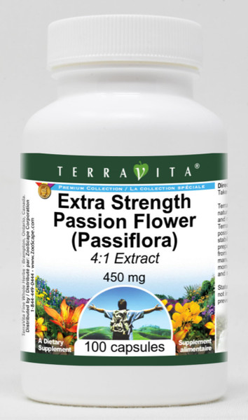 Extra Strength Passion Flower (Passiflora) 4:1 Extract - 450 mg (100 Capsules, ZIN: 511269) - 2 Pack