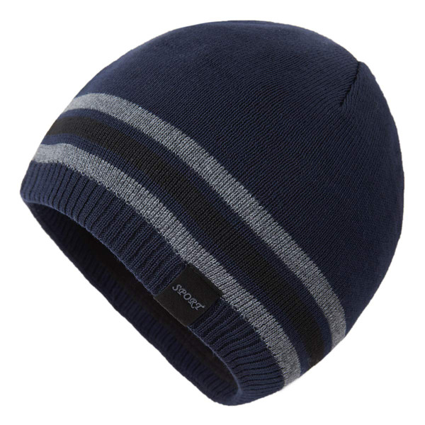 OMECHY Mens Winter Beanie Hat Oversized Warm Knit Fleece Lined Short Beanie Ski Skull Cap Navy