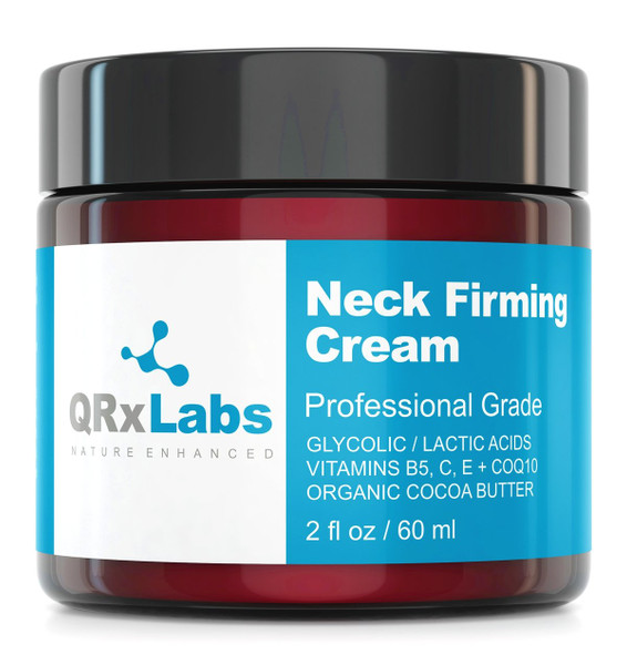 QRxLabs Neck Firming Cream – Tightening & Lifting Moisturizer for Loose, Wrinkled or Sagging Skin on Neck, Decollete & Chest – Best to Prevent Turkey/Crepe Neck – 2 fl oz