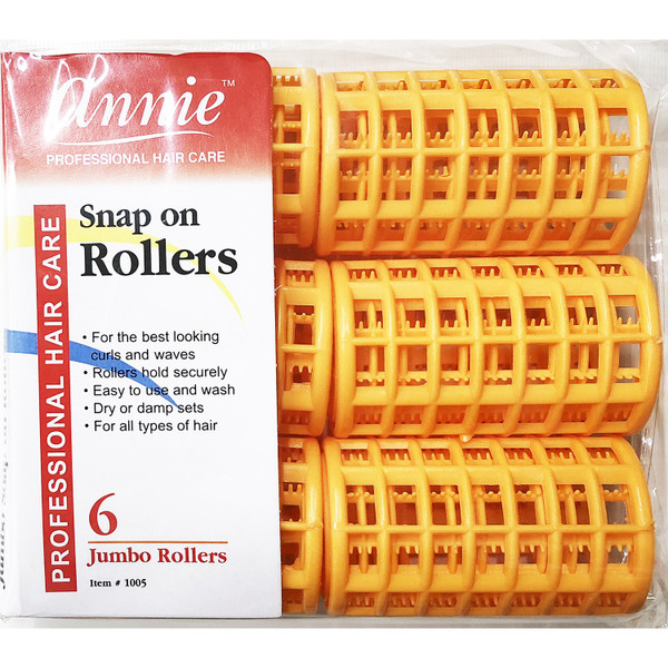 Annie Snap on Rollers #1005, 6 Count Orange Jumbo 1-1/2 Inch (5 Pack)