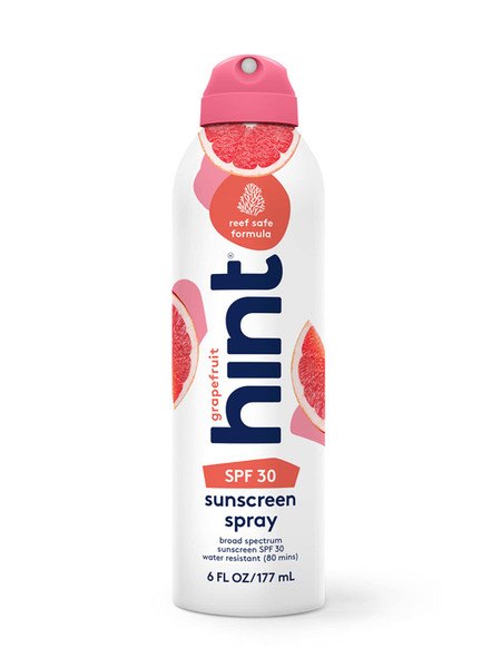 Hint Sunscreen Grapefruit, SPF 30, 6 Fl Oz, Oxybenzone Free, Paraben Free, Reef Safe Formula, Compressed Air Spray-on Sunscreen, Water Resistant, Grapefruit Scented