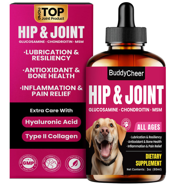Glucosamine for Dogs, Liquid Hip and Joint Supplement, Chondroitin Drops for Dogs, Joint Drops for Dog, Dog Supplement for Mobility Pain Relief - 60ml Glucosamine for Dogs, Liquid Hip and Joint Supplement, Chondroitin Drops for Dogs, Joint Drops for Dog, Dog Supplement for Mobility Pain Relief - 60ml