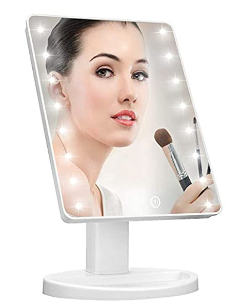 KOOKIN Lighted Vanity Makeup Mirror 16 Led Lights 180 Degree Rotation Lighted Mirror Touch Screen Adjusted Brightness Desk Mirrors USB Dual Supply Bathroom Beauty Cosmetic Mirrors (White) KOOKIN Lighted Vanity Makeup Mirror 16 Led Lights 180 Degree Rotation Lighted Mirror Touch Screen Adjusted Brightness Desk Mirrors USB Dual Supply Bathroom Beauty Cosmetic Mirrors (White)
