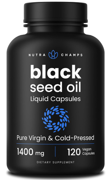 NutraChamps Black Seed Oil Organic Cold Pressed | 120 Vegan Softgel | Virgin Nigella Sativa Pills with Vitamin E & Thymoquinone | Rich in Omega 3 6 9 | Unrefined Black Cumin Seed Oil Capsules