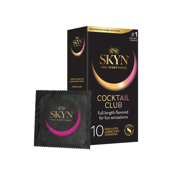 SKYN Cocktail Club Flavored Condoms – 10 Count – Lubricated, Latex-Free Condoms, Full-Length Flavored for Fun Sensations