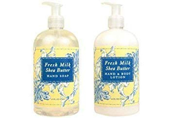 Greenwich Bay Trading Hand and Body Lotion, 16 Ounce, Bundle Set (Fresh Milk & Shea Butter)