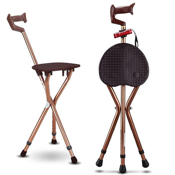 M-GYG Folding Cane with Seat 400 lbs Capacity Thick Aluminum Alloy Walking Stick Stool Crutch Chair Seat with LED Light Unisex