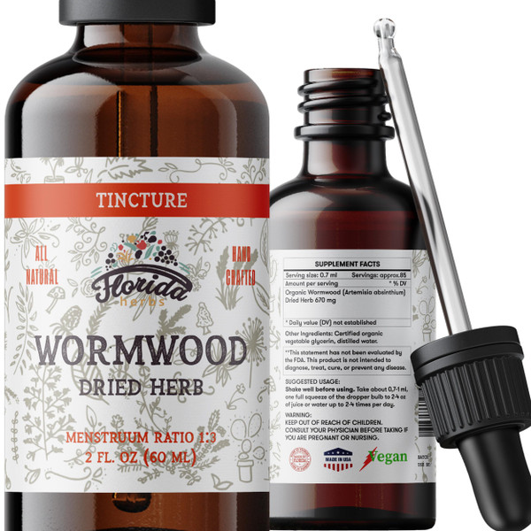 Wormwood Organic Tincture - Natural Intestinal Cleanse and Digestive Cleanse Supplement - Wormwood Herb Extract for Detox - Made in USA - 2 Fl Oz (Wormwood - 2 Fl Oz)