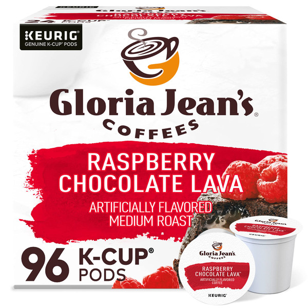 Gloria Jean's Raspberry Chocolate Lava Keurig Single-Serve K-Cup Pods, Medium Roast Coffee, 96 Count