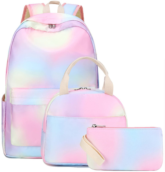 LEDAOU Backpack for Girls School Bag Kids Bookbag Teen Backpack Set Daypack with Lunch Bag and Pencil Case (Rainbow 0017) LEDAOU Backpack for Girls School Bag Kids Bookbag Teen Backpack Set Daypack with Lunch Bag and Pencil Case (Rainbow 0017)