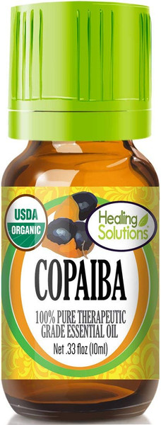 Healing Solutions Copaiba Essential Oil 0.33 oz (10ml), Organic, Pure, Undiluted Copaiba Oil for Hair, Diffuser, & Skin