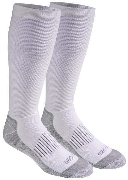 Dickies Men's Light Comfort Compression Over-The-Calf Socks, White (2 Pairs), Large