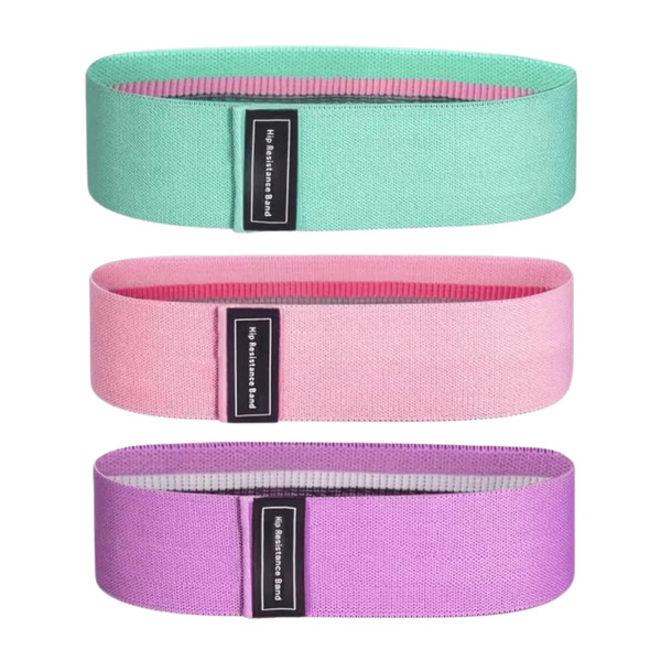 Hip Resistance Bands - Fabric Hip Bands - Cotton Non-Slip Hip Thruster Loop Band Set - for Glute Activation, Leg Exercise and Fitness Workout (Pink Purple Green)