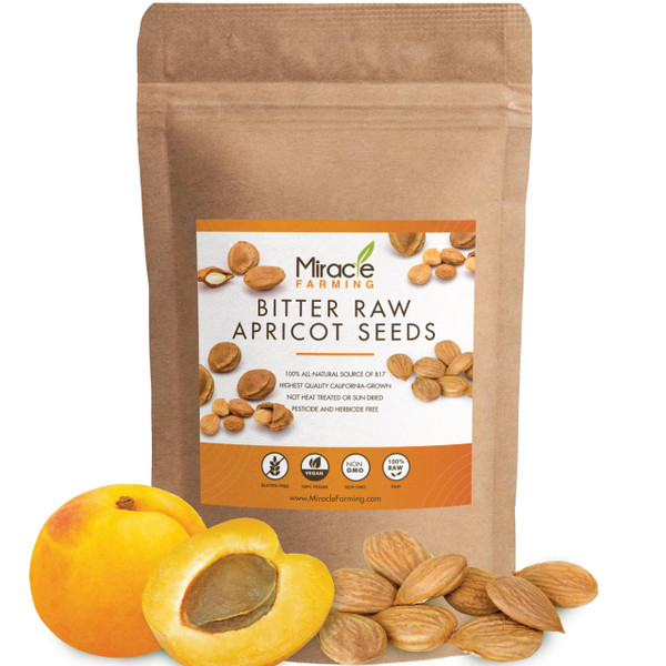 Bitter Apricot Seeds/Kernels, California USA Grown, Non GMO, Vegan, Raw & Large, The Best Natural Source of Vitamin B17, In a Resealable Pouch (1LB)
