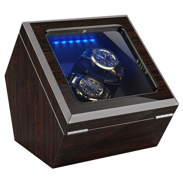 INCLAKE High End Double Watch Winder for Rolex with Super Quiet Motor, Blue LED Light & Flexible Watch Pillows for Automatic Watches
