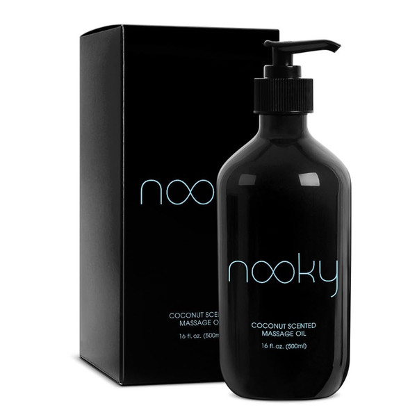 Nooky Massage Oil with Fractionated Coconut Oil for Massaging 16 Ounce (Coconut)