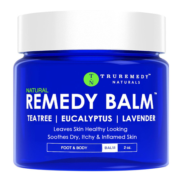 Truremedy Naturals Remedy Balm with Tea Tree Oil, 2 oz - Soothing Moisturizer for Rough Areas - Nourishing Foot and Body Balm with Tea Tree, Lavender, and Eucalyptus