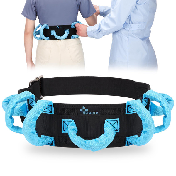 REAQER Gait Belt Transfer Belts for Lifting Seniors Walking and Standing Assist Aid for Bariatric, Elderly, Handicap, Occupational & Physical TherapyCaregiver Nurse Therapist