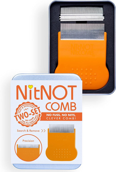 NitNOT - Lice Comb for Head Lice Treatment for any type of Hair, Precision Comb 2 Heads, Best of Lice combs for Nit treatment, Metal Nit Comb for Headlice, Perfect for lice shampoo and lice treatment