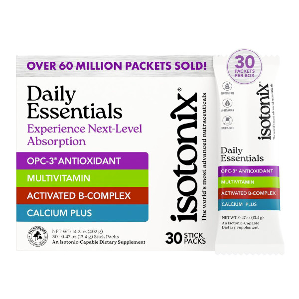 Isotonix® Daily Essentials Multivitamin Powder Packets – 4-in-1 Formula with Multivitamin, Activated B-Complex, Calcium Plus & OPC-3 with Pycnogenol® – Isotonic Delivery – Gluten Free-30 Packets