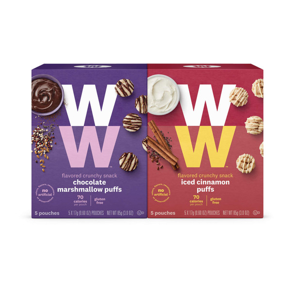 WW Sweet Variety Pack, Iced Cinnamon & Chocolate Marshmallow Puffs, 2 SmartPoints, 5 of Each Flavor (10 Count Total) - Weight Watchers Reimagined