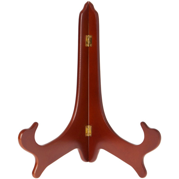 Bard's Hinged Walnut MDF Wood Plate Stand, 14" H x 11" W x 8" D (For 13" - 17" Plates)