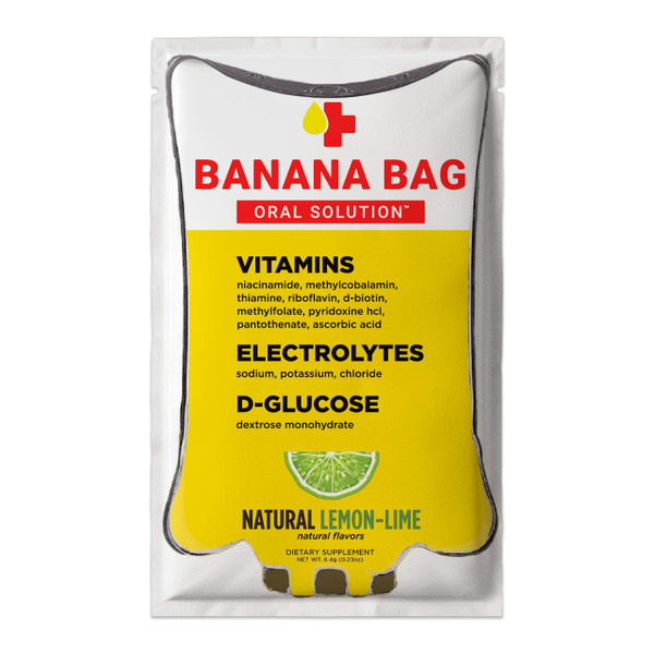 Banana Bag Oral Solution Packets – Natural Lemon Lime 5pk | A Refreshing Blend of Electrolytes, Vitamin C, and B-Complex for Daily Hydration and Energy | Perfect for Any Lifestyle.