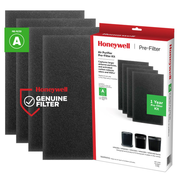 Honeywell HRF-A300 Air Purifier Pre Kit Filter, 4-Pack - Allergen Air Filter Targets Dust, VOC, Pet, Kitchen, and Wildfire/Smoke Odors