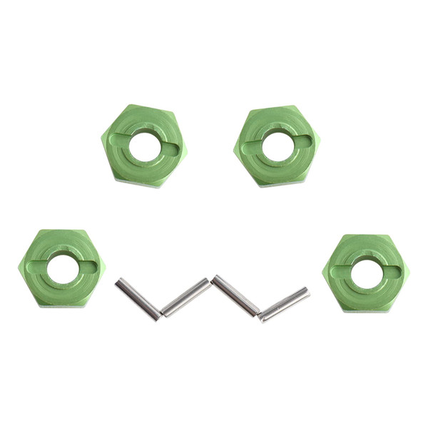 GDOOL 12mm Hex Wheel Hub Mount, Aluminum 7mm Thick with 2x10mm Stub Axle Pins for 1/10 Slash 4x4 & HQ 727 RC Cars Replacement Upgrade Parts (Green)(Set of 4)