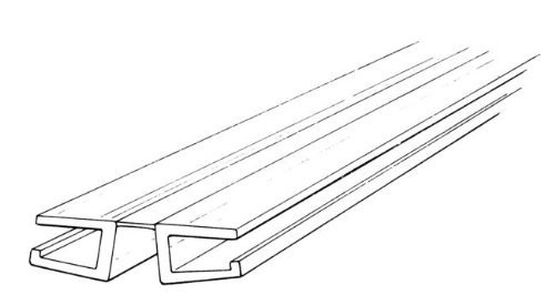 24" Long - Pack of 2. Clear PVC Living Hinge with Bottom Groove, Fits 1/4" Material