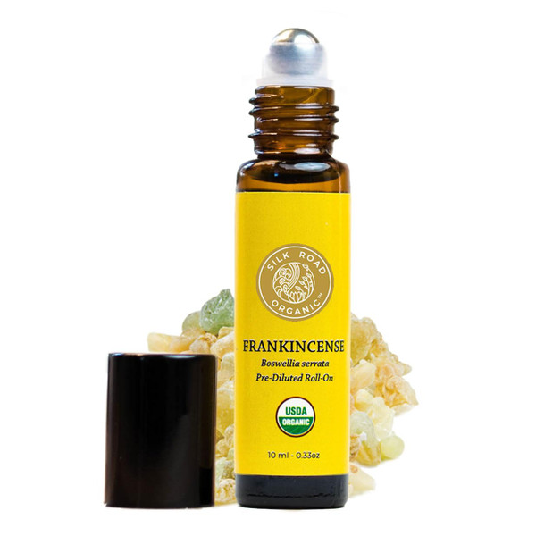 Silk Road Organic Frankincense Serrata Essential Oil Roll on, USDA Certified, Deep Relief of Body Aches & Discomfort - 10 ml Aromatherapy Roller