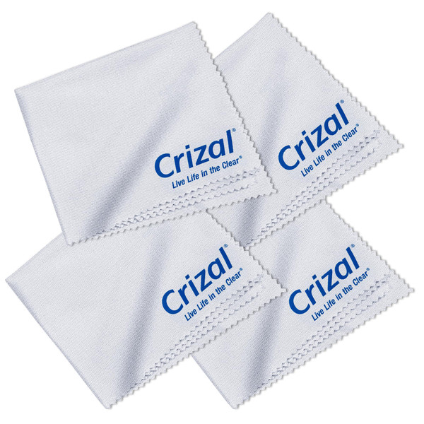 Crizal Eyeglass Cleaning Cloths – 4 Pack Premium Microfiber – Safest Cloth for AR Lenses – #1 Doctor Recommended for Eyeglasses, Screens & Cameras