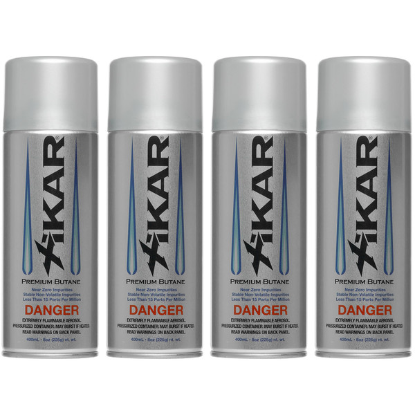 Xikar PUROFINE Premium Butane Fuel Refill with 0 Impurities - Premium Quality Fuel for Jet Flame Lighters and Torches - High Altitude Formula, 8oz (400ml) 4 Pack
