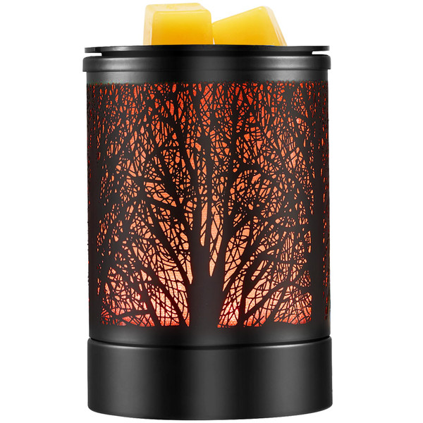 Enaroma Fragrance Wax Melts Warmer with 7 Colors LED Changing Light Classic Black Forest Design Scent Oil Candle Warmer