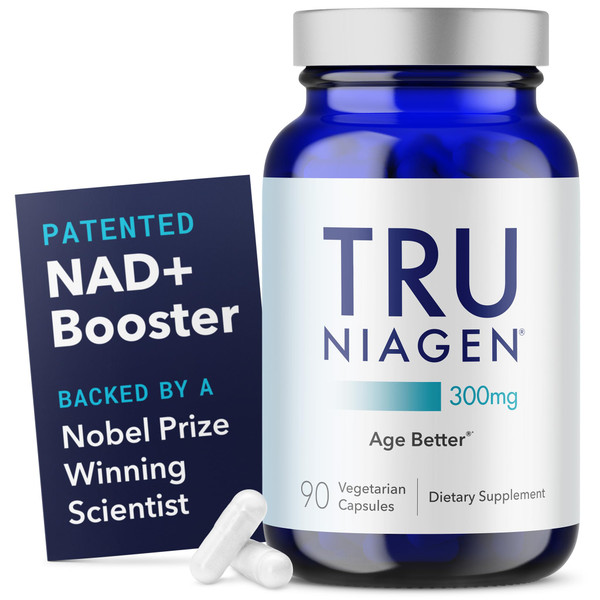 TRU NIAGEN Patented NAD+ Supplement for Anti Aging and Cell Regeneration, 300 mg Niagen, 90 Servings | Supports Cellular Energy, Brain, Muscle | Nicotinamide Riboside (NR) Take 1 Daily | 1 Bottle