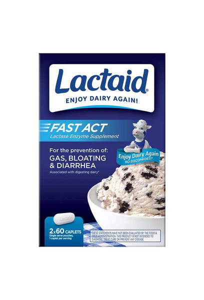Lactaid Fast Act Lactose Intolerance Caplets, 120 Count Prevention of Gas Bloating Diarrhea Largest Bulk Size