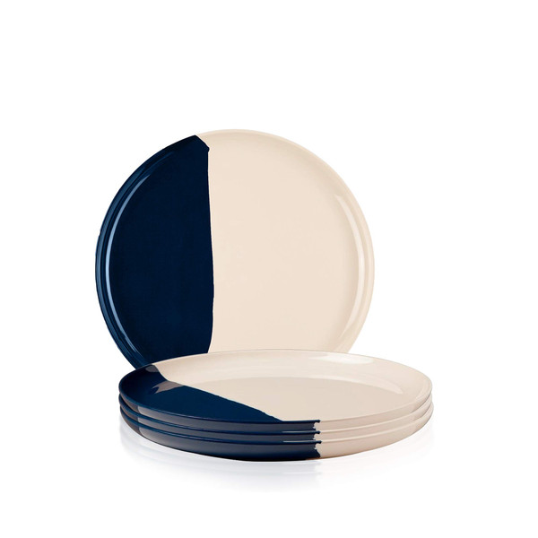 Thomas Fuchs Creative Melamine Side Plates Set of 4, Chip and Break-Resistant, Durable Salad Plates, Kid-Friendly Dessert Plates for Indoor and Outdoor, Dishwasher Safe, Ivory/Navy Thomas Fuchs Creative Melamine Side Plates Set of 4, Chip and Break-Resistant, Durable Salad Plates, Kid-Friendly Dessert Plates for Indoor and Outdoor, Dishwasher Safe, Ivory/Navy